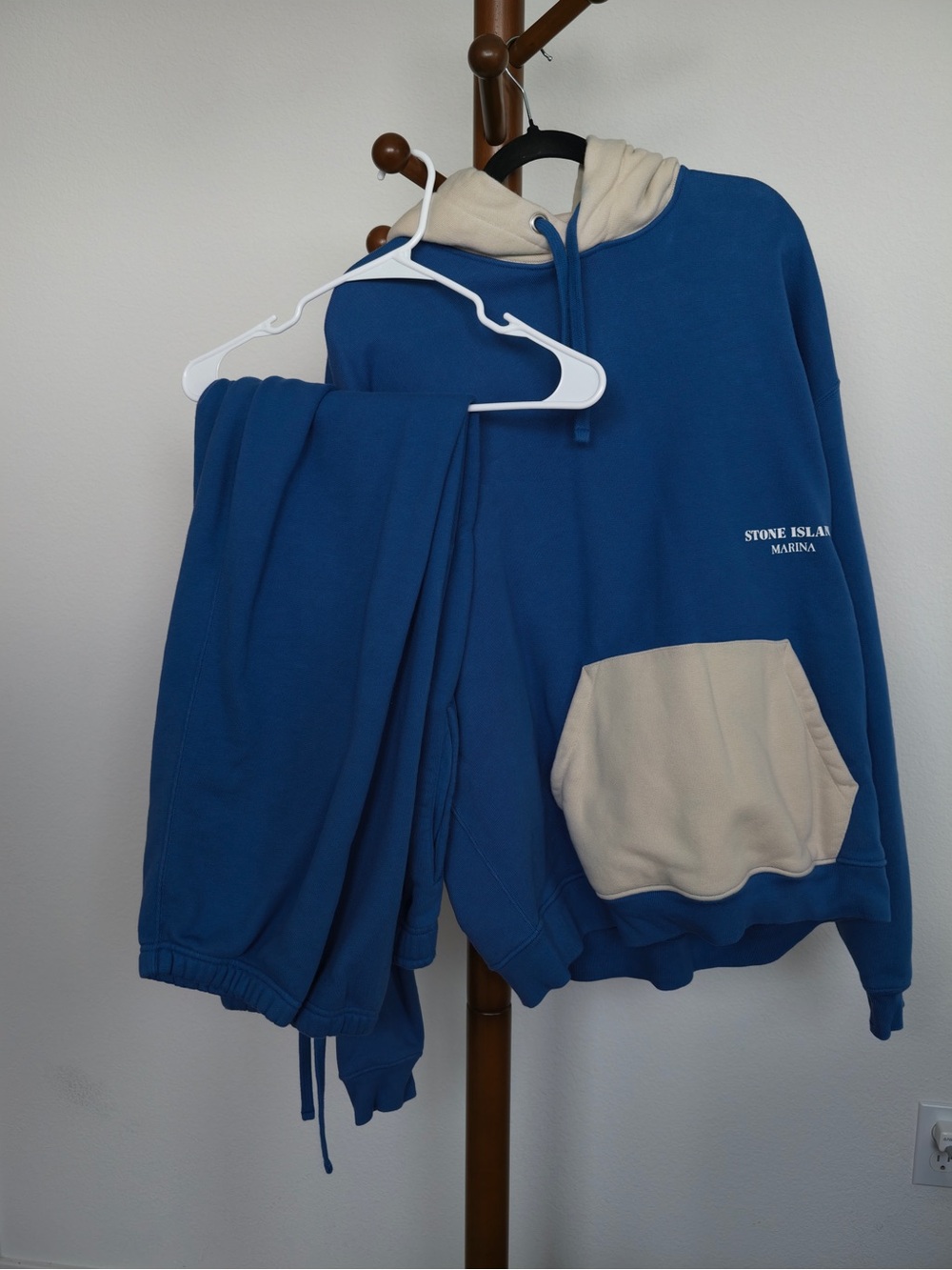 Stone Island Men Blue and Cream Sweatshirt & Joggers Set